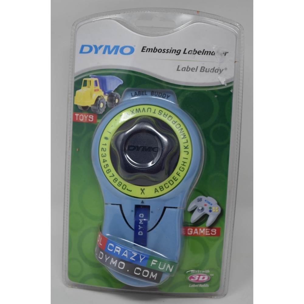 Vintage Dymo Label Buddy Embossing Label Maker Blue New Sealed Package With Tape